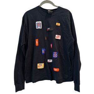 Women’s Nike Logo Clash Tag Black Long Sleeve Tee Shirt